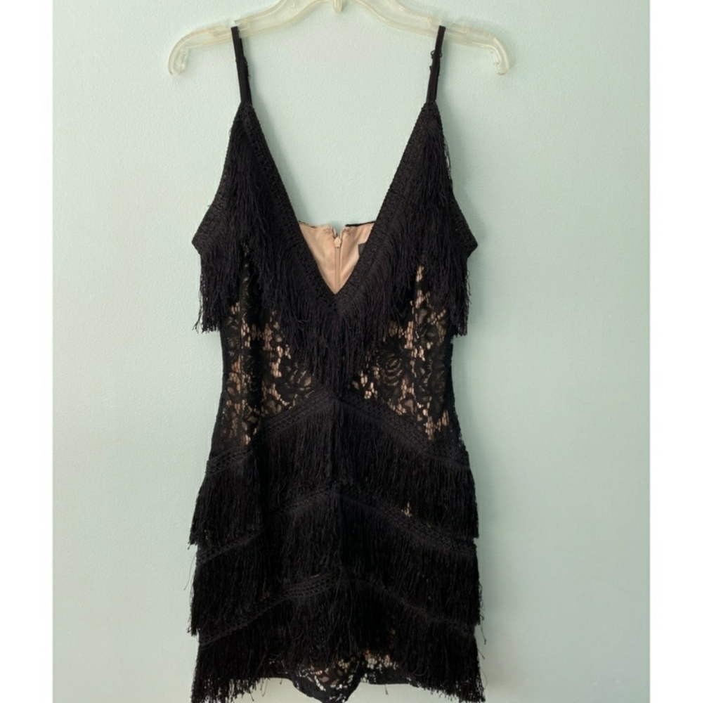 Black fringed mini dress